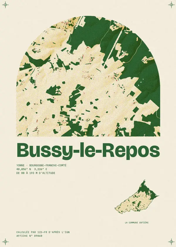 Affiche de Bussy-le-Repos, calculée d'après l'IGN