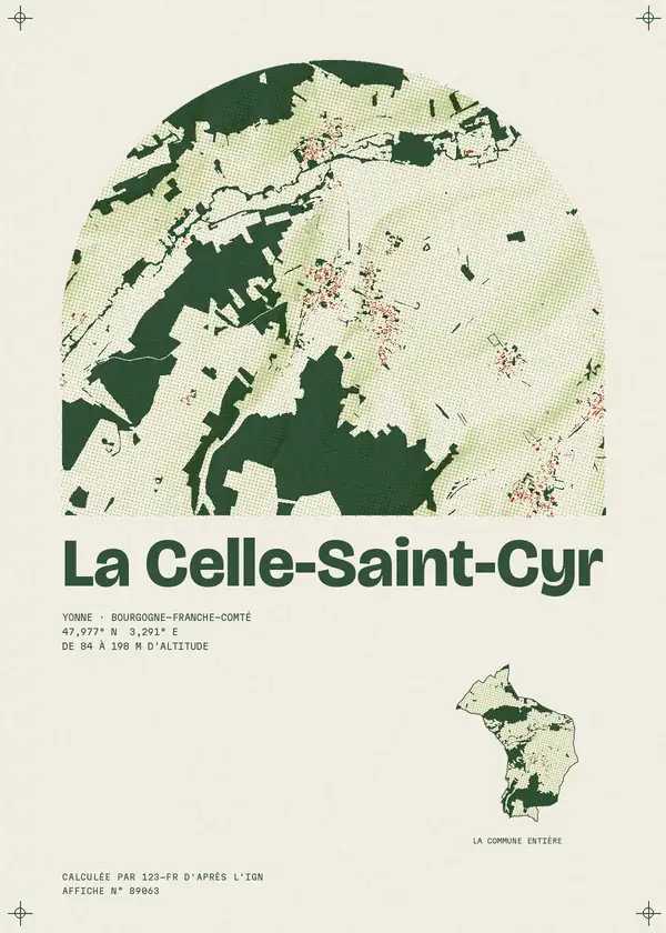 Affiche de La Celle-Saint-Cyr, calculée par 123-fr d'après l'IGN