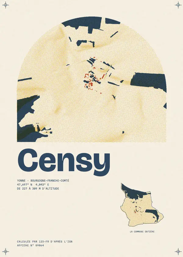 Affiche de Censy, calculée par 123-fr d'après l'IGN