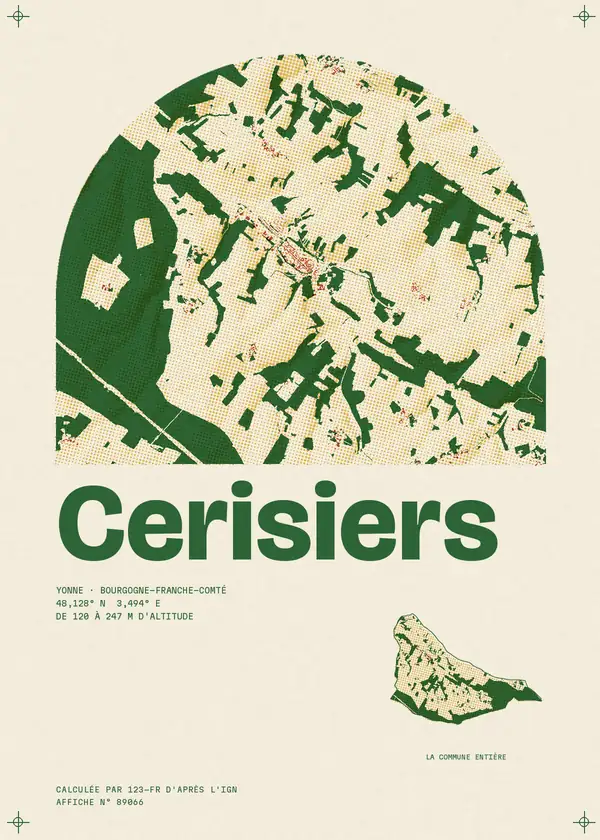 Affiche de Cerisiers, calculée par 123-fr d'après l'IGN
