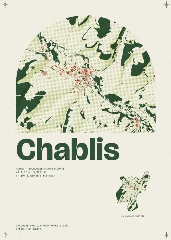 Affiche de Chablis, calculée par 123-fr d'après l'IGN