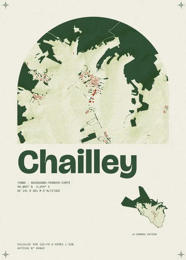 Affiche de Chailley, calculée par 123-fr d'après l'IGN