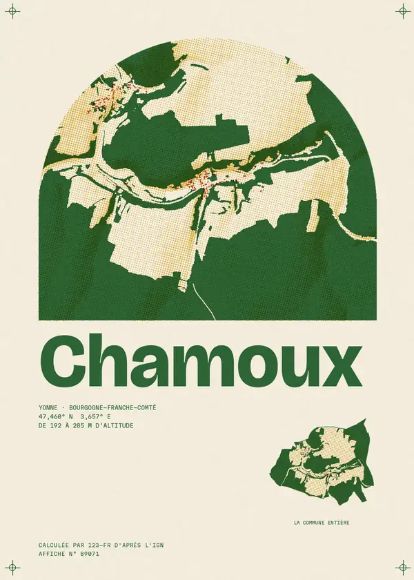 Affiche de Chamoux, calculée par 123-fr d'après l'IGN
