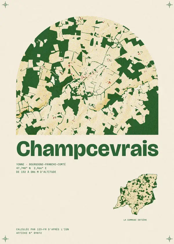 Affiche de Champcevrais, calculée par 123-fr d'après l'IGN