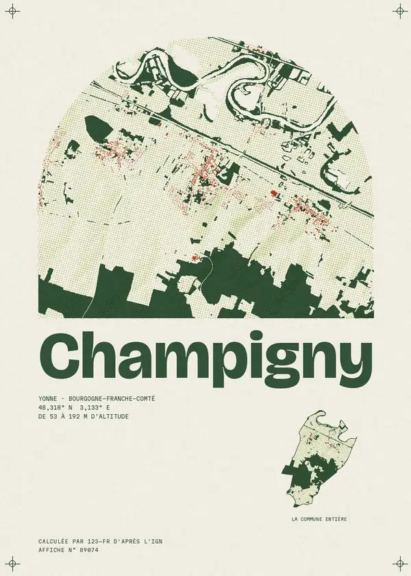 Affiche de Champigny, calculée par 123-fr d'après l'IGN