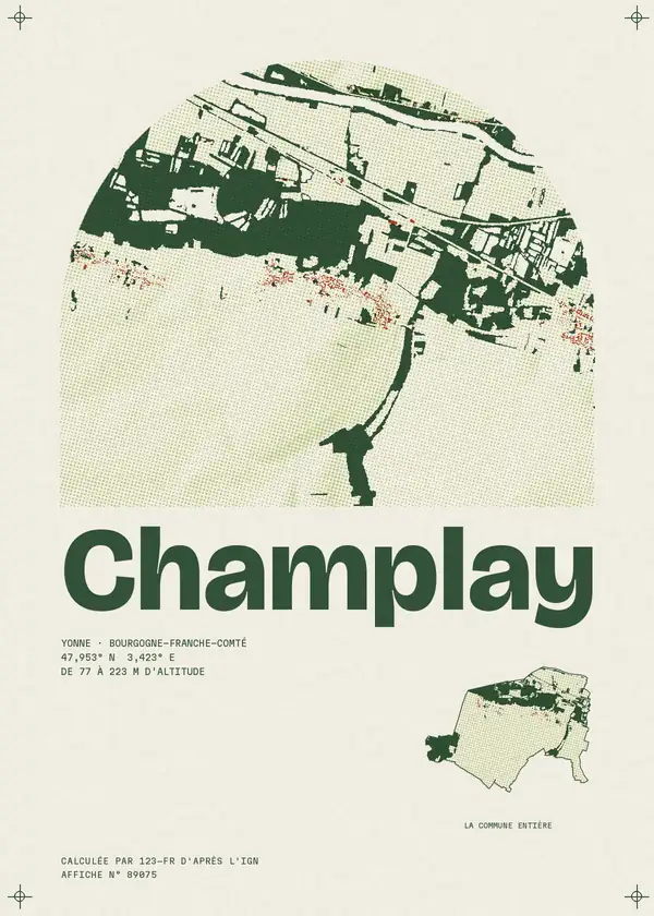 Affiche de Champlay, calculée par 123-fr d'après l'IGN