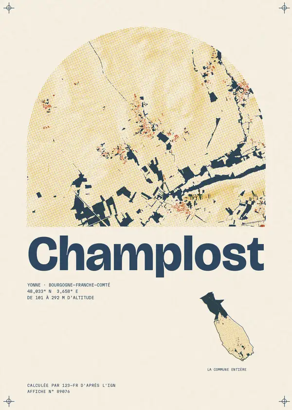 Affiche de Champlost, calculée d'après l'IGN