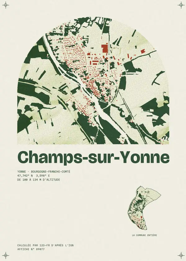 Affiche de Champs-sur-Yonne, calculée par 123-fr d'après l'IGN