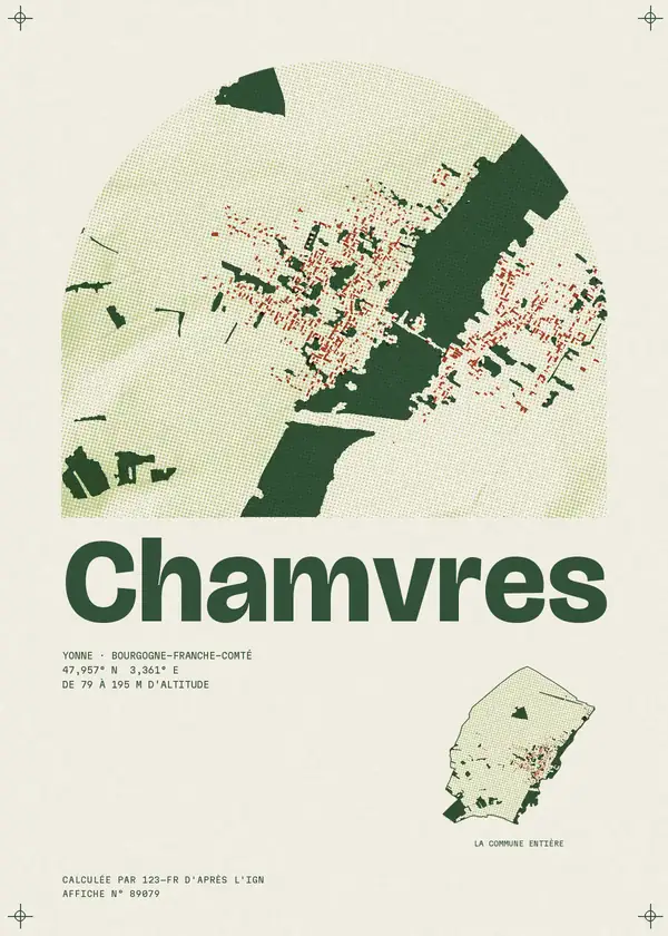 Affiche de Chamvres, calculée par 123-fr d'après l'IGN