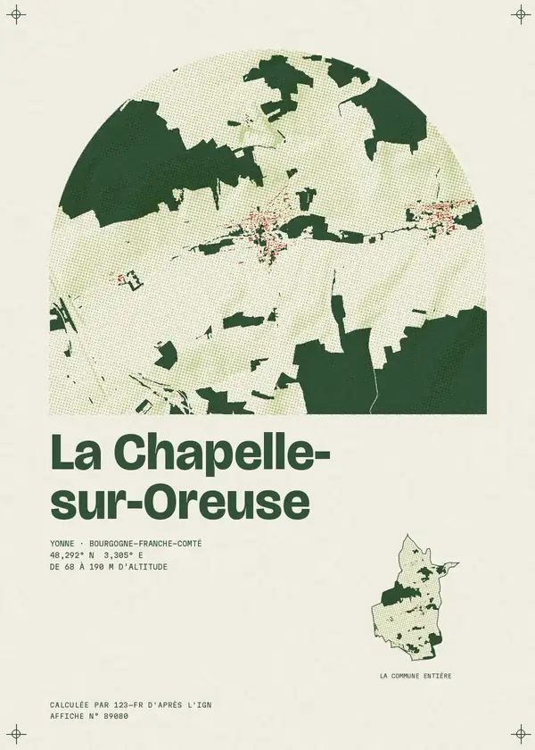 Affiche de La Chapelle-sur-Oreuse, calculée par 123-fr d'après l'IGN