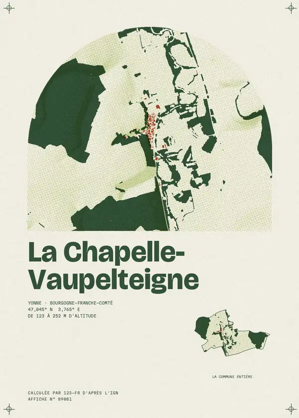 Affiche de La Chapelle-Vaupelteigne, calculée par 123-fr d'après l'IGN