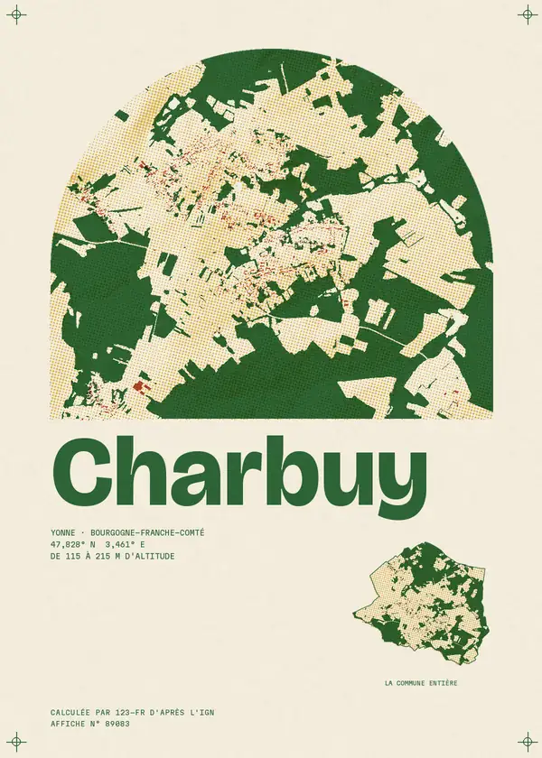 Affiche de Charbuy, calculée par 123-fr d'après l'IGN