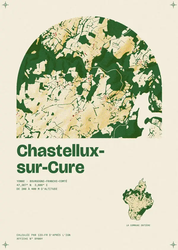 Affiche de Chastellux-sur-Cure, calculée par 123-fr d'après l'IGN