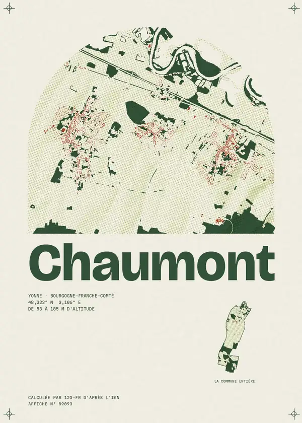 Affiche de Chaumont, calculée par 123-fr d'après l'IGN