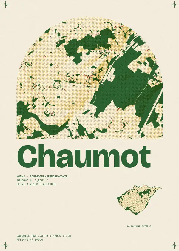 Affiche de Chaumot, calculée par 123-fr d'après l'IGN