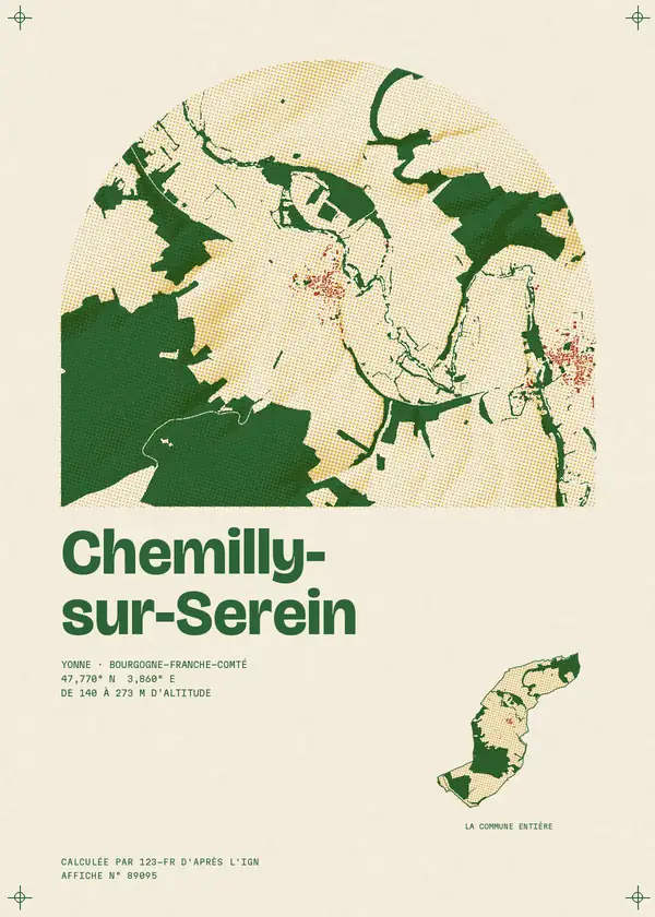 Affiche de Chemilly-sur-Serein, calculée par 123-fr d'après l'IGN