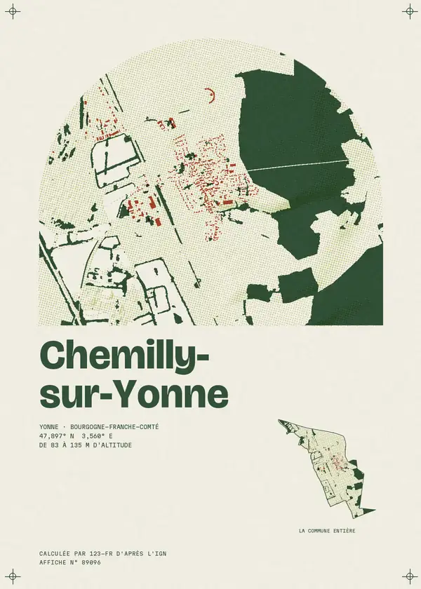 Affiche de Chemilly-sur-Yonne, calculée par 123-fr d'après l'IGN