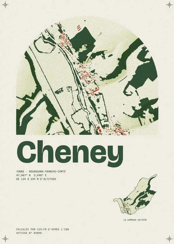 Affiche de Cheney, calculée par 123-fr d'après l'IGN