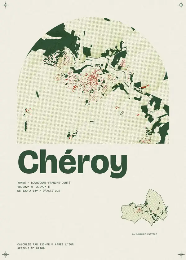 Affiche de Chéroy, calculée par 123-fr d'après l'IGN