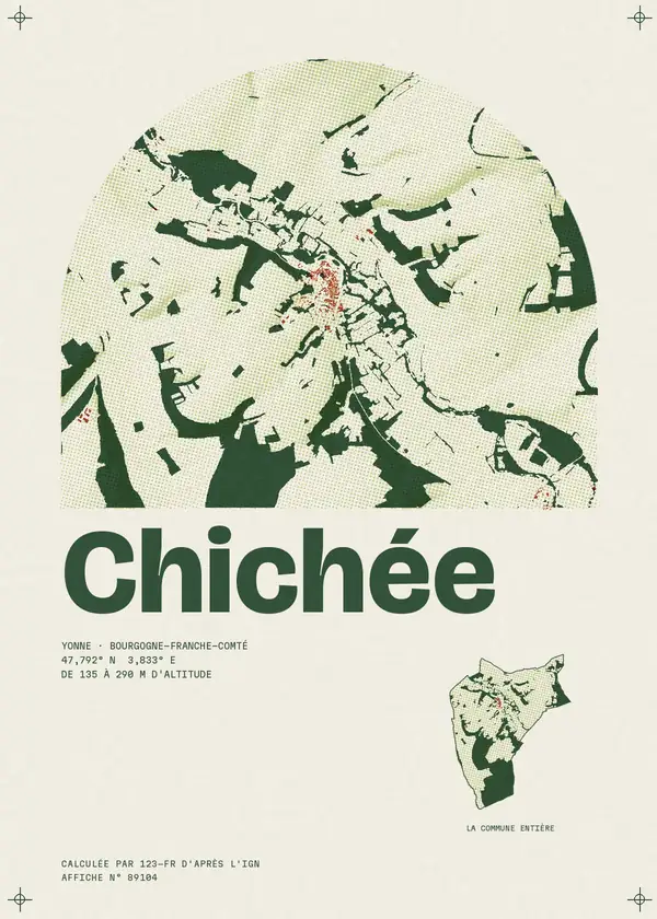 Affiche de Chichée, calculée par 123-fr d'après l'IGN