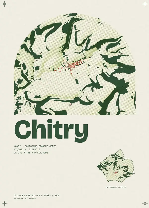 Affiche de Chitry, calculée par 123-fr d'après l'IGN