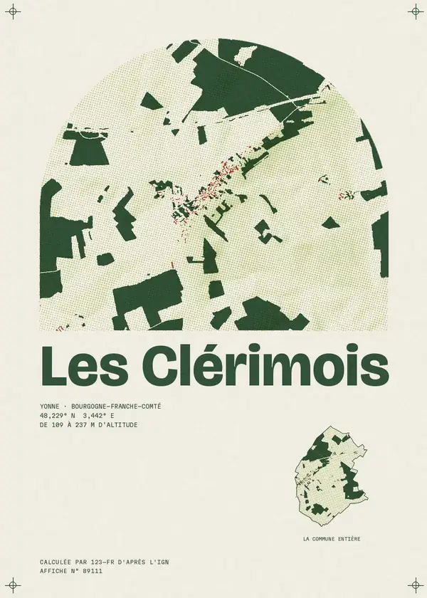 Affiche de Les Clérimois, calculée par 123-fr d'après l'IGN