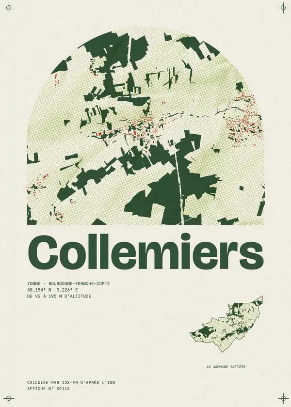 Affiche de Collemiers, calculée par 123-fr d'après l'IGN