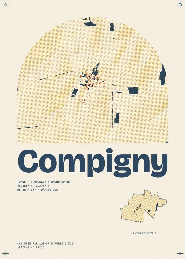Affiche de Compigny, calculée par 123-fr d'après l'IGN