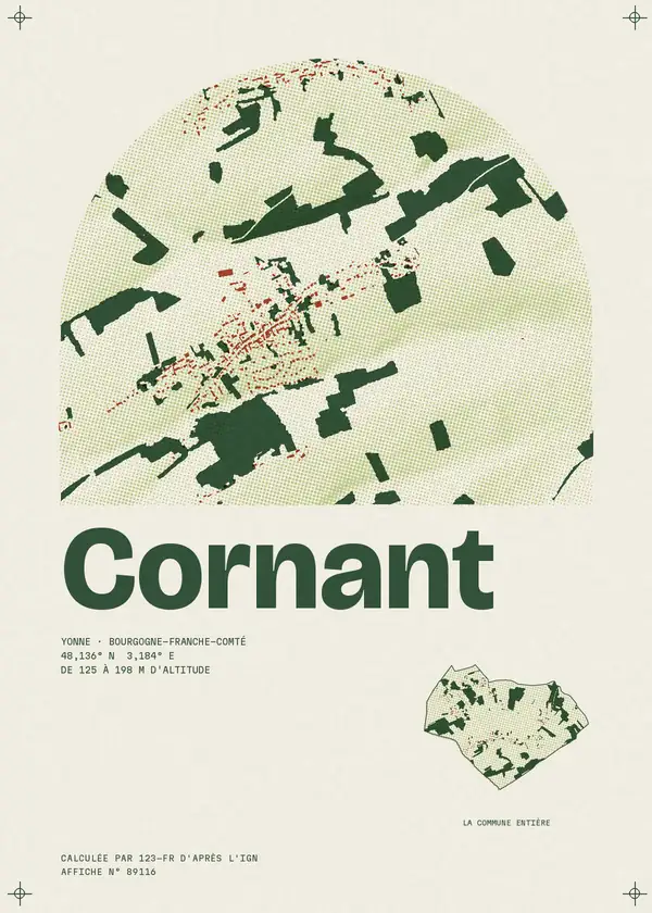 Affiche de Cornant, calculée par 123-fr d'après l'IGN