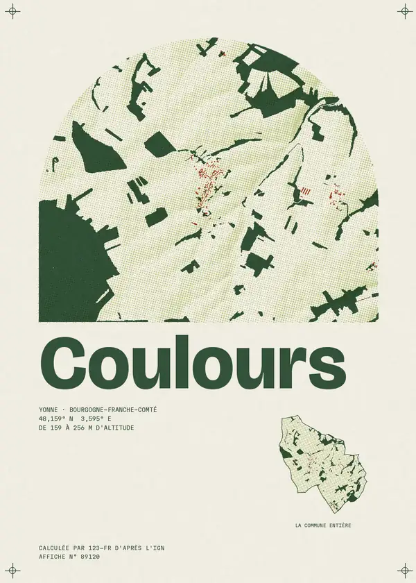 Affiche de Coulours, calculée par 123-fr d'après l'IGN