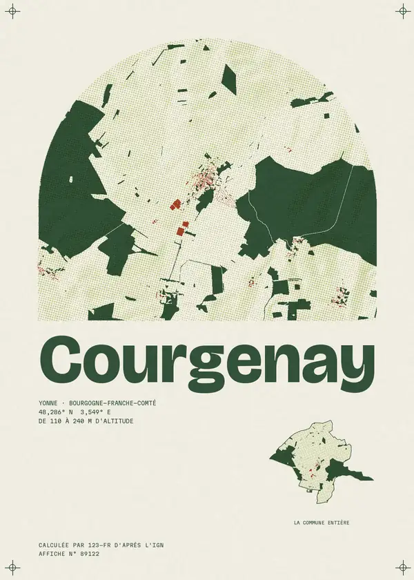 Affiche de Courgenay, calculée par 123-fr d'après l'IGN