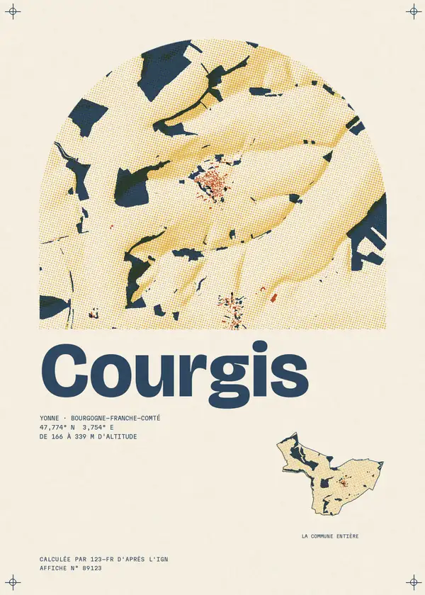 Affiche de Courgis, calculée par 123-fr d'après l'IGN