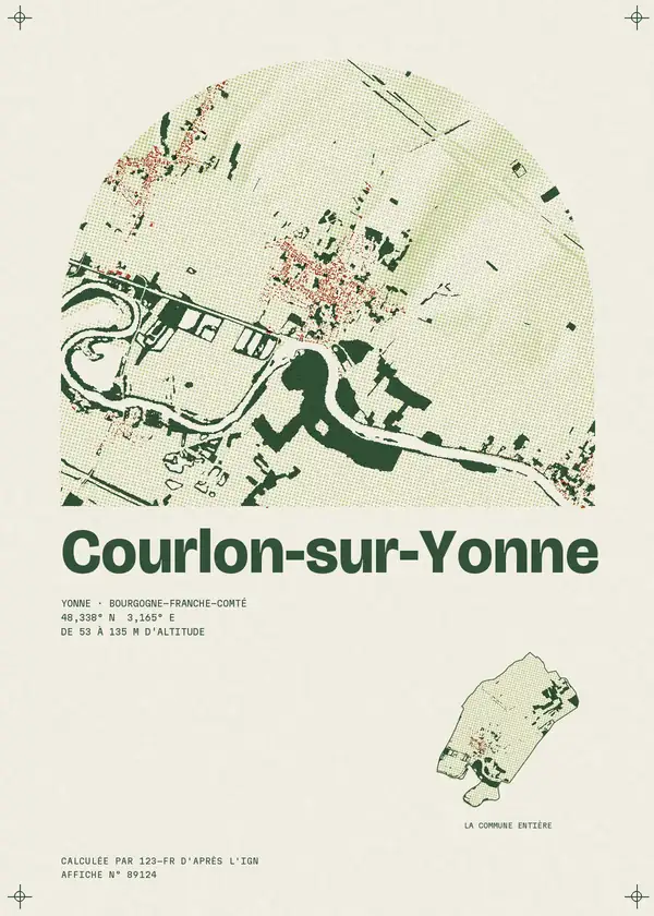 Affiche de Courlon-sur-Yonne, calculée par 123-fr d'après l'IGN