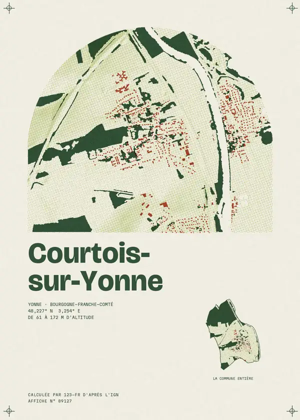 Affiche de Courtois-sur-Yonne, calculée par 123-fr d'après l'IGN