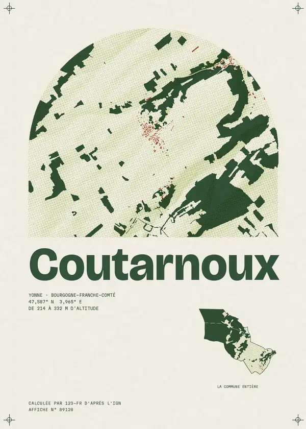 Affiche de Coutarnoux, calculée par 123-fr d'après l'IGN