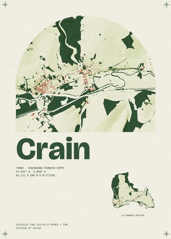 Affiche de Crain, calculée par 123-fr d'après l'IGN