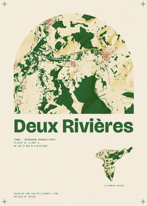 Affiche de Deux Rivières, calculée par 123-fr d'après l'IGN