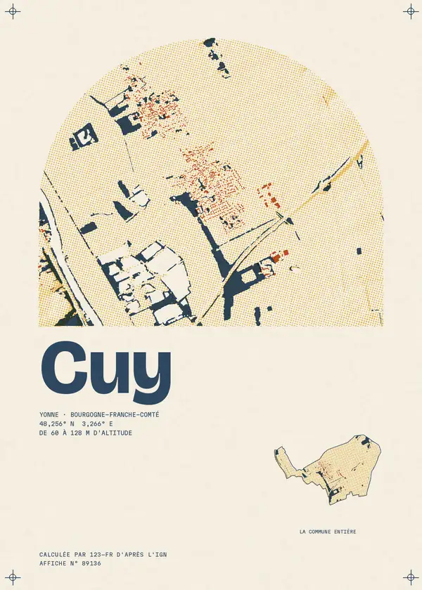 Affiche de Cuy, calculée par 123-fr d'après l'IGN