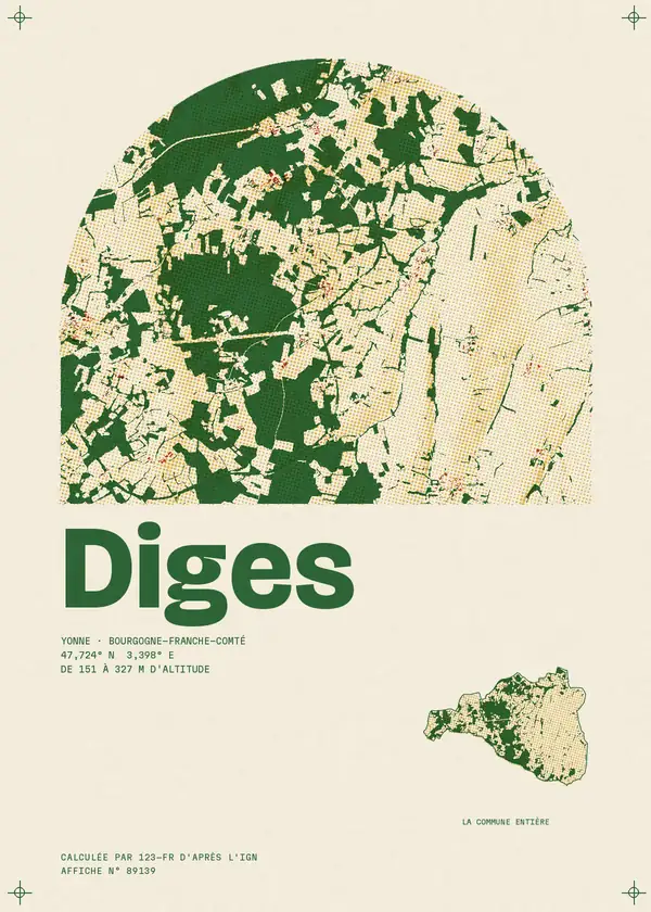 Affiche de Diges, calculée par 123-fr d'après l'IGN