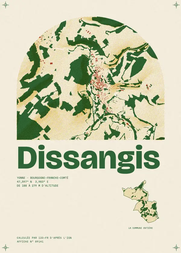 Affiche de Dissangis, calculée par 123-fr d'après l'IGN