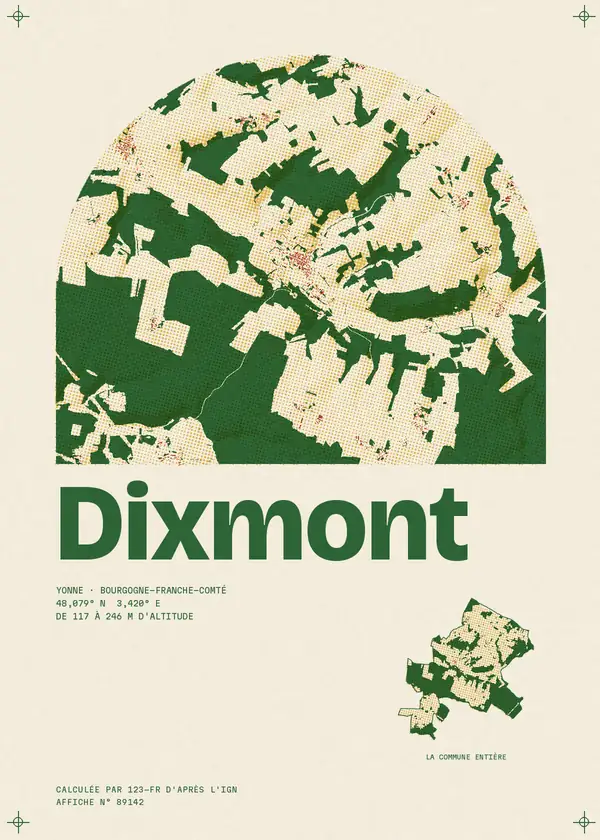 Affiche de Dixmont, calculée par 123-fr d'après l'IGN