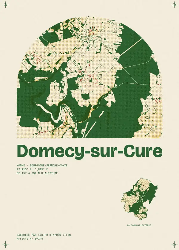 Affiche de Domecy-sur-Cure, calculée par 123-fr d'après l'IGN