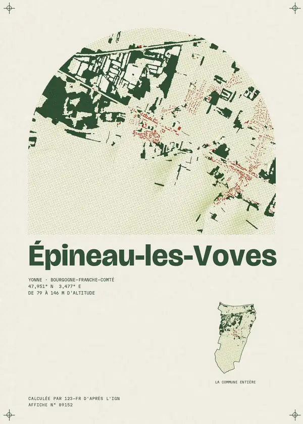 Affiche de Épineau-les-Voves, calculée par 123-fr d'après l'IGN
