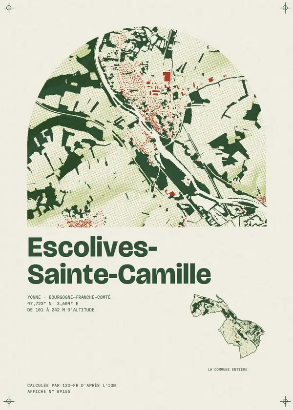 Affiche de Escolives-Sainte-Camille, calculée par 123-fr d'après l'IGN