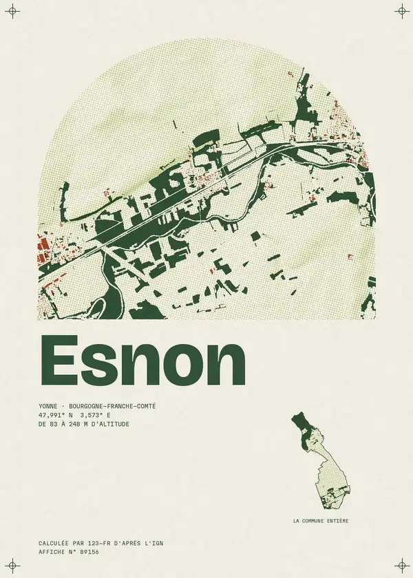Affiche de Esnon, calculée par 123-fr d'après l'IGN