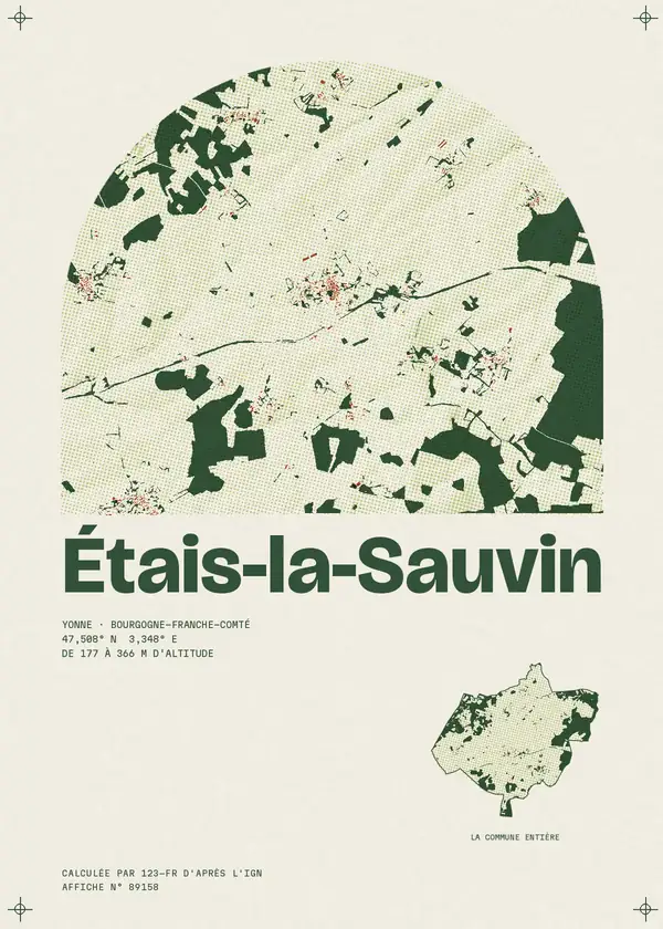 Affiche de Étais-la-Sauvin, calculée par 123-fr d'après l'IGN