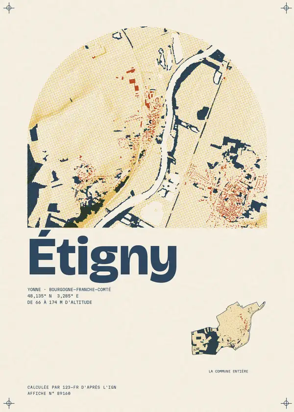 Affiche de Étigny, calculée par 123-fr d'après l'IGN
