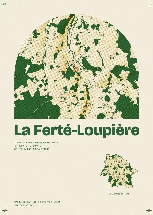 Affiche de La Ferté-Loupière, calculée par 123-fr d'après l'IGN