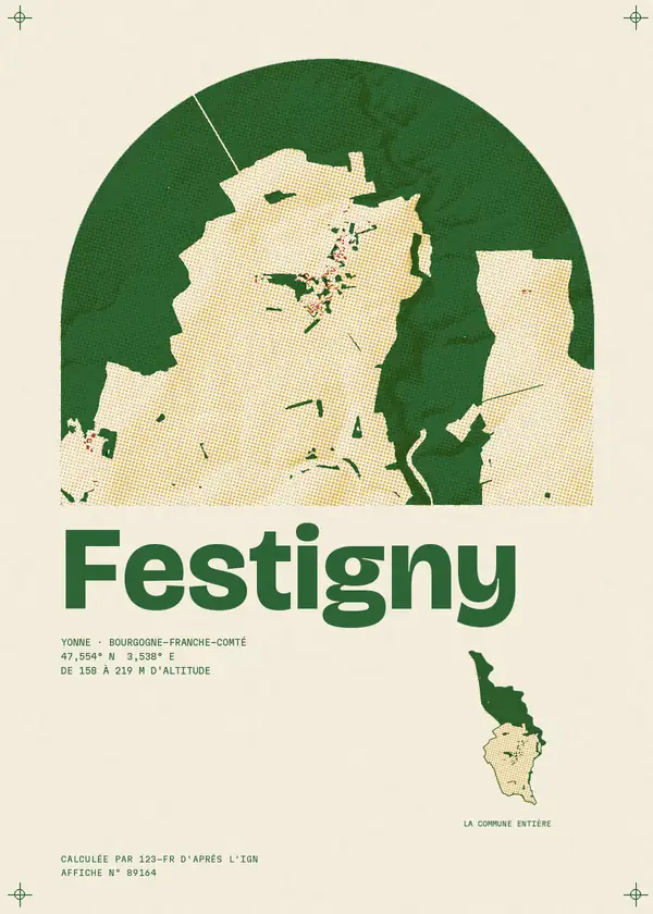 Affiche de Festigny, calculée par 123-fr d'après l'IGN
