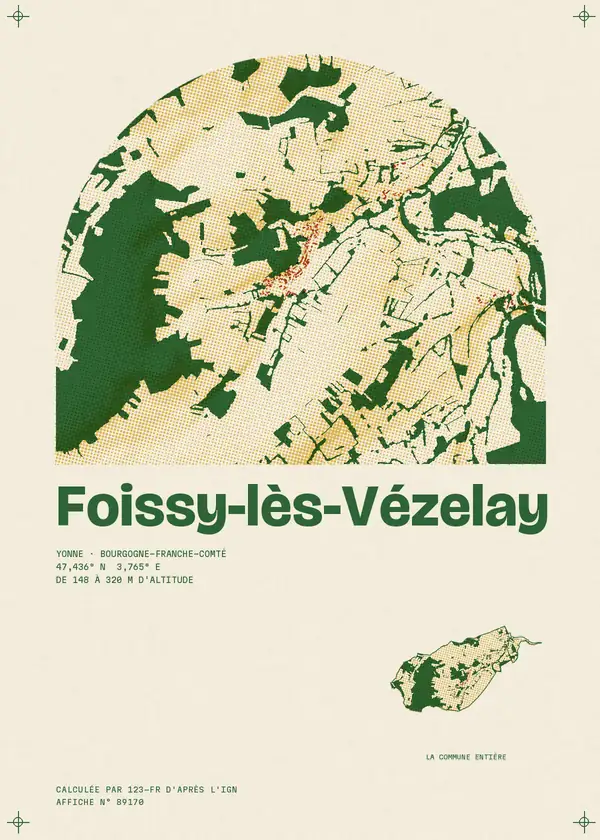 Affiche de Foissy-lès-Vézelay, calculée par 123-fr d'après l'IGN